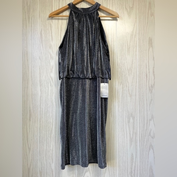 Vince Camuto Metallic Blouson Halter Dress Size 12 NWT - Picture 7 of 7